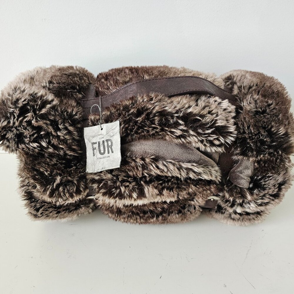 Restoration Hardware RH Faux Mink Fur Throw Blanket Dark Brown